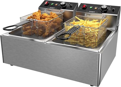 Electric Deep fryer Single Tank Deep Fryer with Basket Capacity 10L(10.5QT) | Electric Countertop Fryer Stainless Steel Deep Fryers for Restaurant Home Use , 1700 Watts, 110V (10L) UL Certified in Saudi Arabia