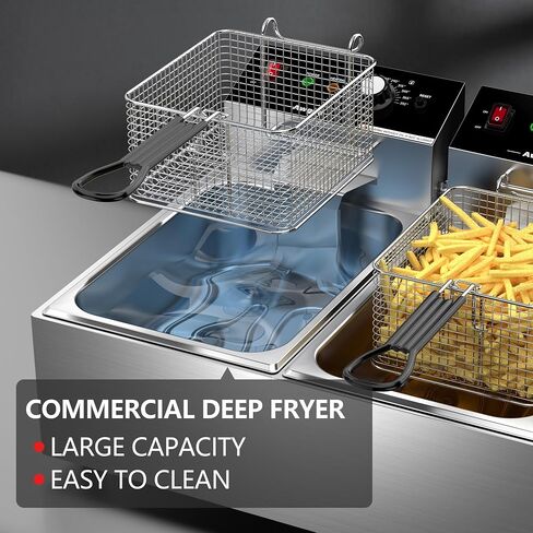 Electric Deep fryer Single Tank Deep Fryer with Basket Capacity 10L(10.5QT) | Electric Countertop Fryer Stainless Steel Deep Fryers for Restaurant Home Use , 1700 Watts, 110V (10L) UL Certified in Saudi Arabia