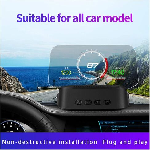 Car Auto OBD2 + GPS Systerm Display, Universal Multifunction Digital Car Speed Projector HUD Display for Car Modified Accessory in Saudi Arabia