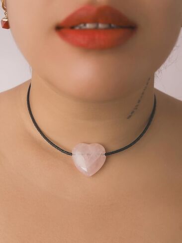 Sacina Heart Choker, Heart Necklace for Women, Black Choker, Brown Crystal Necklace, Vintage Necklace, Boho Necklace, Hippie Necklace, Valentine Gift, Christmas Jewelry Gift For Women in Saudi Arabia