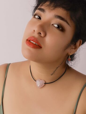 Sacina Heart Choker, Heart Necklace for Women, Black Choker, Brown Crystal Necklace, Vintage Necklace, Boho Necklace, Hippie Necklace, Valentine Gift, Christmas Jewelry Gift For Women in Saudi Arabia