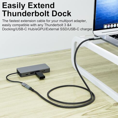 USB4 8K 0.8M Cable Thunderbolt 4 Compatible USB 4 Type-c Male to Female Extension Cable Ultra HD 8K@60Hz 100W Charging 40Gbps Data Transfer Compatible with External SSD eGPU USB-C Docking in Saudi Arabia