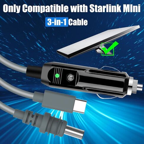 Mity rain for 3 in 1 Starlink Mini Cable 9.85FT, Replacement Cable with USB C/Car Charger/DC to DC Cable for Starlink Mini Power Cable, High Speed Waterproof Accessories Kit for Starlink Mini in Saudi Arabia
