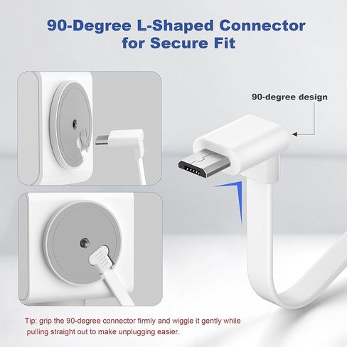 Itramax for WYZE Cam Pan V3 Power Cable 10FT 2Pack,Micro USB Extension Cord 90 Degree Power Adapter L-Shaped Long Flat Charging for Cam Pan V3 Outdoor Camera Support Data Transfer,White 15 20 25 30 FT in Kuwait