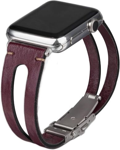 Leather Bands Compatible with Apple Watch Band,DIY Style Handmade Vintage Leather Bracelet Bands Replacement for iWatch SE SE2 8 7 6 5 4 3 2 1 Women Man,Upgraded Secure Clasp in Saudi Arabia