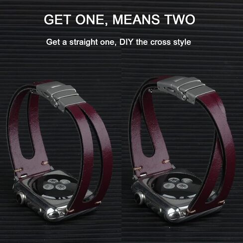 Leather Bands Compatible with Apple Watch Band,DIY Style Handmade Vintage Leather Bracelet Bands Replacement for iWatch SE SE2 8 7 6 5 4 3 2 1 Women Man,Upgraded Secure Clasp in Saudi Arabia