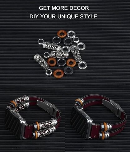 Leather Bands Compatible with Apple Watch Band,DIY Style Handmade Vintage Leather Bracelet Bands Replacement for iWatch SE SE2 8 7 6 5 4 3 2 1 Women Man,Upgraded Secure Clasp in Saudi Arabia