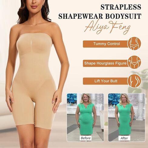 Strapless Shapewear Bodysuit with Bra for Wowen Tummy Control Full Body Shaper Bodysuit with Removable Strap in Saudi Arabia