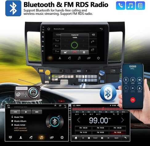 2G+64G Android Car Stereo Radio for Mitsubishi Lancer 2008-2017 with Wireless CarPlay 10.1" Touch Screen Android Auto Head Unit with GPS Navigation HiFi WiFi Bluetooth FM RDS Radio AHD Backup Camera in Saudi Arabia