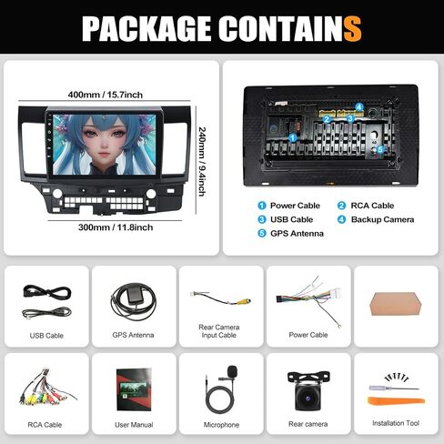 2G+64G Android Car Stereo Radio for Mitsubishi Lancer 2008-2017 with Wireless CarPlay 10.1" Touch Screen Android Auto Head Unit with GPS Navigation HiFi WiFi Bluetooth FM RDS Radio AHD Backup Camera in Saudi Arabia