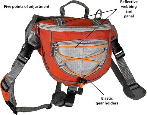 Saddlebag Back Pack & Harness Combo for Dogs 30-100+ lbs. Perfect for Travel, Trail Hiking, & Camping. Reflective, Lightweight, & Comfortable. Comes with Two Collapsible Bowls (Medium, Blue) in Saudi Arabia