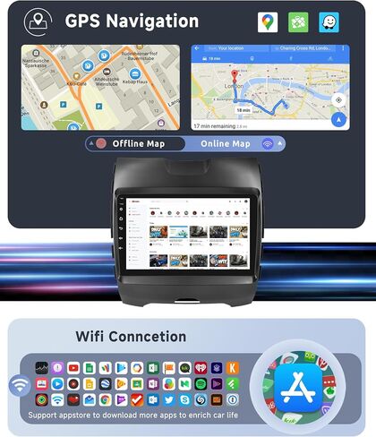 [8 CORE 2G+64G] Car Radio for Ford Edge 2015-2020 with Wireless Carplay/Android Auto, 9 Inch Android 13 IPS Touch Screen Car Stereo, Bluetooth, GPS Navi, WiFi, SWC, DSP + Backup Camera in Saudi Arabia