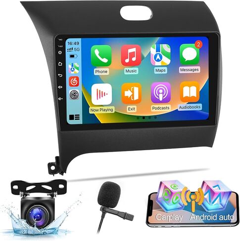 ستيريو سيارة EKAT لسيارة Kia K3 Cerato Forte 2013-2016 - 2+64G Carplay لاسلكي مدمج وAndroid Auto - راديو بشاشة تعمل باللمس 9 بوصة مع WiFi وGPS وEQ وSWC + كاميرا احتياطية AHD in Saudi Arabia