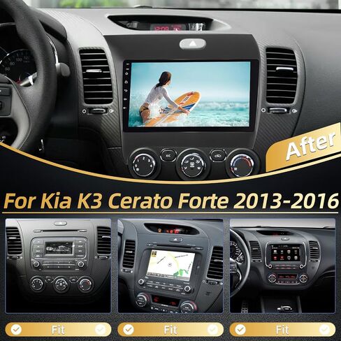 ستيريو سيارة EKAT لسيارة Kia K3 Cerato Forte 2013-2016 - 2+64G Carplay لاسلكي مدمج وAndroid Auto - راديو بشاشة تعمل باللمس 9 بوصة مع WiFi وGPS وEQ وSWC + كاميرا احتياطية AHD in Saudi Arabia