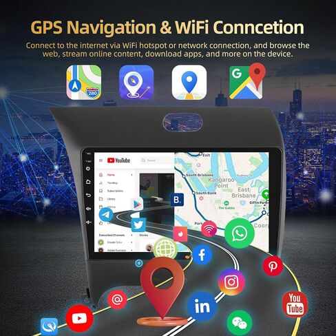 ستيريو سيارة EKAT لسيارة Kia K3 Cerato Forte 2013-2016 - 2+64G Carplay لاسلكي مدمج وAndroid Auto - راديو بشاشة تعمل باللمس 9 بوصة مع WiFi وGPS وEQ وSWC + كاميرا احتياطية AHD in Saudi Arabia