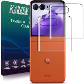 KAREEN [2 Pack] Screen Protector for Motorola Moto Razr 2024 Tempered Glass, 3D Curved Dot Matrix, Anti Scratch, Case Friendly