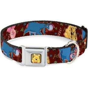 Dog Collar Seatbelt Buckle Mickey Mouse Expressions Close Up Black White 9 to 15 Inches 1.0 Inch Wide