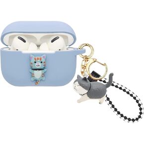 Wonhibo Cute Orange Cat for Airpods Pro Case, Kawaii Animal Kitten Cover for Airpod Pro 2019 with Keychain
