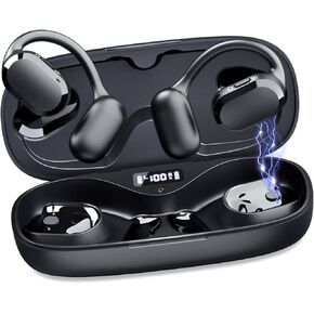 Open Ear Headphones Over Ear Buds, IP67 Waterproof True Wiress Earbuds with Dual DSP Noise Cancelling Mic for Work Sports, Advanced Bluetooth V5.4