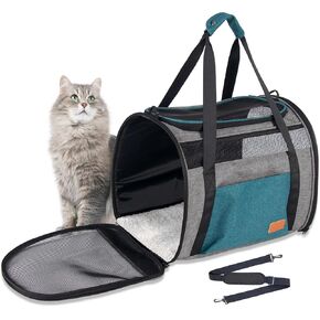 Cat Carrier for Large Cats 20 lbs, Breathable Mesh Pet Travel Carrier, Soft-Sided Cat Bag Airline Approved, Washable Pet Carrier for Small Dogs Puppies, Portable Foldable Storage Cat Carrier (Pink-D)