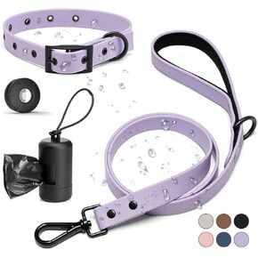 Mojo Pet Supply Hydro Dog Walking Kit with Waterproof Dog Collar + Waterproof Leash with Padded Comfort Handle | Includes Water Resistant Apple AirTag Holder + Poop Bag Dispenser | Easy to Clean