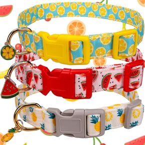 3Pcs Cute Dog Collar for Girl Boy, Dog Collar Kit,Comfortable Cotton Cats Collar, Fruit Pattern Fall Dog Collar, Adjustable Dog Collars for Medium Small Dogs Cats Puppy (Small)