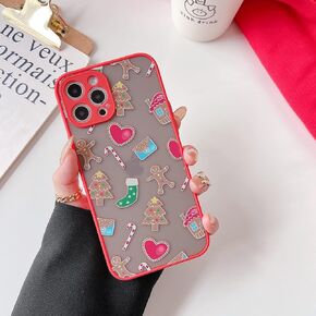 ZTOFERA Christmas Case for iPhone 13 Pro,Cute Merry Christmas Pattern Phone Case Gifts Translucent Silicone Hard PC +TPU Bumper Shockproof Protective Cover for iPhone 13 Pro 6.1 inch-Gingerbread Man