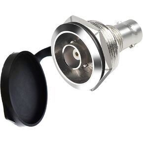 50 Ohm BNC Threaded Fixing Adapter Female-to-Female Panel Mount with Waterproof Cover - Gold-Plated SDI Video Coaxial Adapter, Sturdy Chassis for Surveillance Systems (Silver)