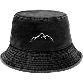 XYIYI Mountain Washed Bucket Hat Vintage Packable Summer Beach Fishing Hat Sun Hats for Men Women