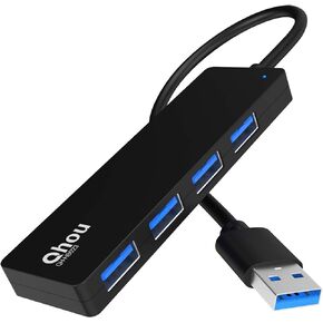 4 Port USB Hub, USB 3.0 Hub Delivering High Speed 5Gbps Data Transfer, Seamlessly Enhance Laptop, Flash Drive, Hard Drive, Console, Printer, Camera, Keyboard, and Mouse Connectivity