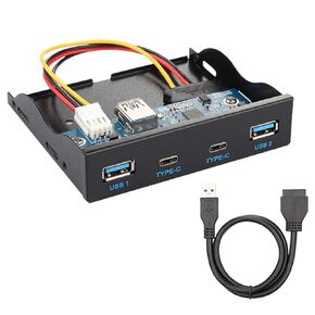 Chenyang 5.25" Front Panel CD-ROM Bay 2 USB 3.0 ＆ 2 USB C HUB 4 Ports to Motherboard USB 20Pin Adapter