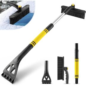 LivTee 32" Snow Brush and Ice Scrapers for Car Windshield, Extendable Car Snow Accessories with Foam Grip, Brush Supports 360 Degree Rotation, Car Winter Removal Tool for Cars, Trucks, SUVs