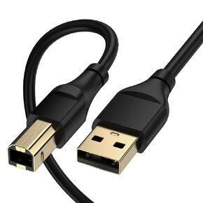 USB Printer Cable, 6FT High Speed USB A to USB B Printer Cable USB 2.0 Scanner Printer Cord Compatible with Printer Scanner Computer Laptop HP Canon Dell Epson Brother Lexmark Xerox Samsung Piano DAC