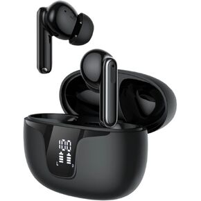 Wireless Bluetooth Earbuds, Dual Display Charging Case, IPX5 Waterproof, ENC & ANC Active Noise Reduction, Advanced Touch Operation, Siri Up/Down. 2024 (Black)