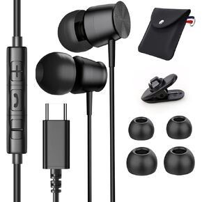 USB C Headphones with Microphone for iPhone 15 Pro Samsung Galaxy S24 Ultra S22 S23 Ultra A54 S21 S20 FE Earbuds in-Ear Stereo Noise Isolation Wired Type C Earphones for Pixel 8 Pro iPad Pro