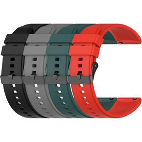 Watch Band Compatible with TOZO S5 Smart Watch Silicone Smartwatch Bands Sport Quick Release Straps intended for TOZO S5 (Black+Red+Gray+Green)