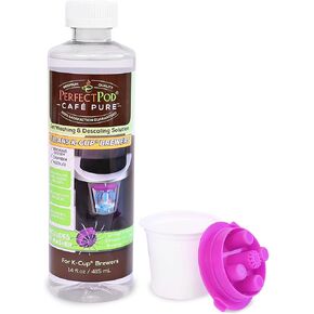 PERFECT POD Cafe Pure Descaling Solution Cleaning Kit with Jet Washer - Compatible with Keurig Coffee Makers, 14 Fl Oz Bottle