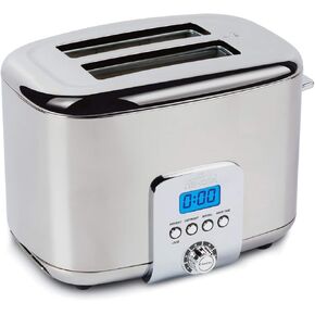 All-Clad Majestuo, Stainless Steel Toaster, 2 Slot, Removable Crumb Tray, 850 Watts, 7 Browning Levels, Intuitive Touchscreen, Extra High Lift, Silver