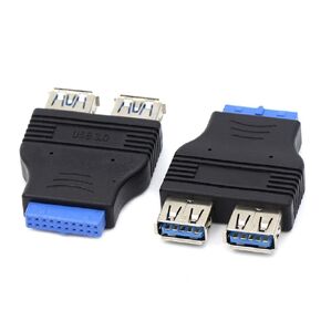 2 Port USB 3.0 A Female Screw Panel Mount to Motherboard 20 Pin Flat Cable Cord, 1.6ft/0.5m