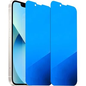 2 Pack Anti-Blue Privacy Tempered Glass for iPhone 13 Pro/iPhone 13 /iPhone 14 Anti-Spy Screen Protector Film Electroplated Blue 6.1 inch