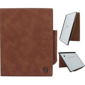 ZhaoCo Case for Remarkable 2 Paper Tablet 10.3" 2020 Released, Slim Lightweight Protective Book Folio Stand Cover Leather Case with Built-in Pen Holder - Brown