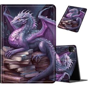 for iPad Air 13 Inch (M2) 6th Gen 2024 & iPad Pro 12.9 Leather Case, Smart for iPad Air 13 Cover with Auto Wake/Sleep & Adjustable Viewing Angles, for iPad Pro 12.9 6th/5th/4th, Book Purple Dragon