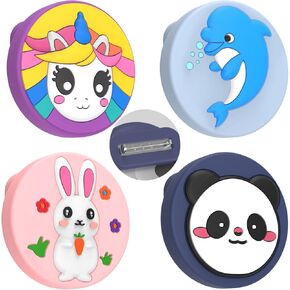 Airtag Holder for Kids - (4 Pack) Soft Silicone Hidden Airtag Case with Pin,Lightweight GPS Tracker Holder Compatible with Apple Airtag for Child, Elderly, Clothing,Backpack(Purple/Blue/Pink/Grey)