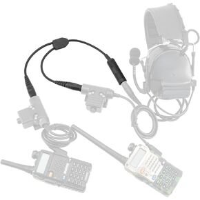 HEARFALCOM Tactical Headset Adapter Single Pass to Dual Pass Cable Compatible with COMTAC SORDIN Tactical Hunting Shooting Headset (DE)