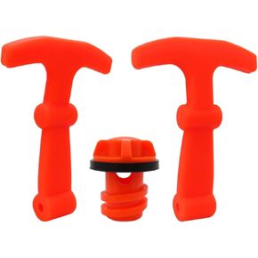 2-Pack Replacement Lid Latches with 1 Pack Drain Plug for Yeti and RTIC Hard Coolers, Designed and Manufactured - Larger - Orange