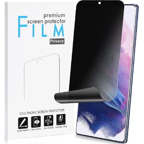 Galaxy S21 Privacy Screen Protector Support Fingerprint Sensor Full Adhesive Soft Film, Maxsoco 2-Way Anti Spy, Anti-Bubble, Case Friendly Nano Shield [Not Glass] for Samsung Galaxy S21 5G (6.2")