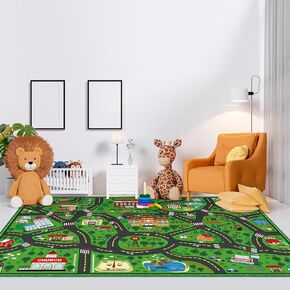 Kids Carpet Playmat Rug Large 6 x 9 Ft Player Car Rug, City Life Traffic Road Map Mat Educational Game Area Rug for Toddler Children Playroom Classroom Bedroom