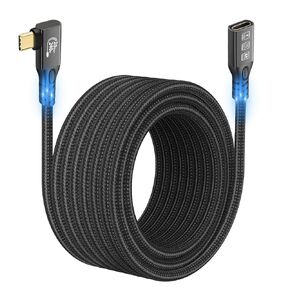 20Gbps USB C 3.2 Extension Cable,10FT 90 Degree USBC 3.2 Gen2 Type-c Male to Female Extender Cable 4K@60Hz 240W Charging 20Gbps Data Transfer with External SSD eGPU