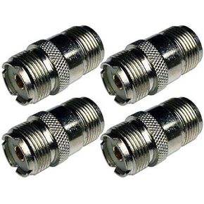 CESS N-Type Female to UHF SO239 Female Coax Adapter Connector - N Female to UHF Female, 8 Pack, Nickel-Plated, Knurled Surface, Gold-Plated Pins