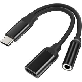 USB-C to 3.5mm Headphone Charging Adapter(2in1) Compatible for Samsung Galaxy for iPhone 15 Pro Max Plus iPad 10、Air4/5、Mini6、DAC Type C Jack Charger Audio Splitter Cord Aux Dongle Accessories